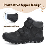 Mishansha Kids Winter Hiking Boots Water Resistant Boys Girls Warm Faux Fur Lined Snow Boots, Lightweight Slip Resistant Cold Weather Shoes, Trekking Walking School Outdoor
