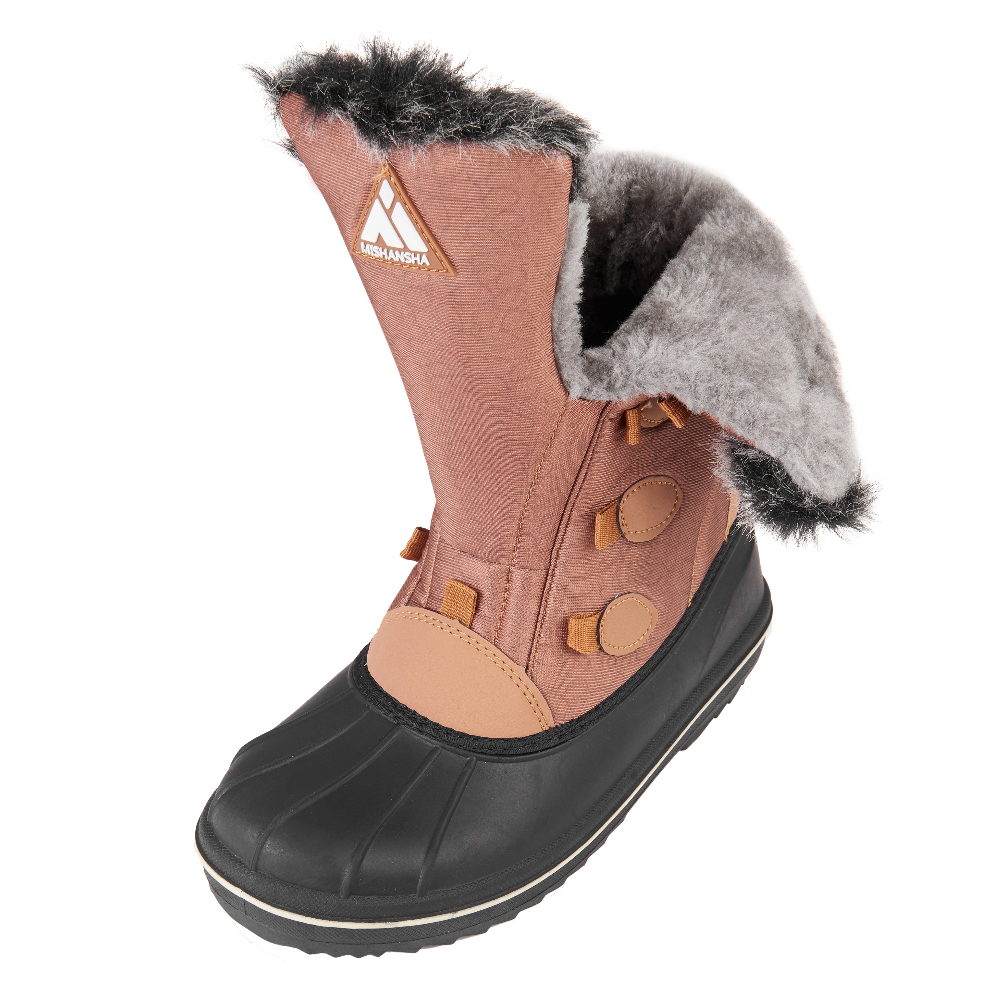 Mishansha Mens Womens Winter Anti-Slip Leather Warm Snow Boots Water  Resistant S