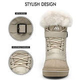 Mishansha Women's Snow Boots Outdoor Warm Mid-Calf Booties Anti-Skid Water Resistant Winter Shoes