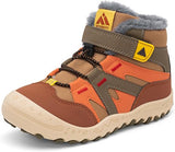 Mishansha Kids Hiking Boots Boys Girls Winter Snow Boots for Cold Weather Warm Plush Lined High Top Outdoor Ankle Boots Waterproof Hook and Loop Strap, Quick Lace, TPR Traction Sole Walking Camping