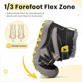 Mishansha Kids Hiking Boots Boys Girls Winter Snow Boots for Cold Weather Warm Plush Lined High Top Outdoor Ankle Boots Waterproof Hook and Loop Strap, Quick Lace, TPR Traction Sole Walking Camping