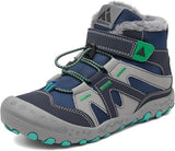 Mishansha Kids Hiking Boots Boys Girls Winter Snow Boots for Cold Weather Warm Plush Lined High Top Outdoor Ankle Boots Waterproof Hook and Loop Strap, Quick Lace, TPR Traction Sole Walking Camping