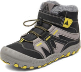 Mishansha Kids Hiking Boots Boys Girls Winter Snow Boots for Cold Weather Warm Plush Lined High Top Outdoor Ankle Boots Waterproof Hook and Loop Strap, Quick Lace, TPR Traction Sole Walking Camping