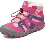 Mishansha Kids Hiking Boots Boys Girls Winter Snow Boots for Cold Weather Warm Plush Lined High Top Outdoor Ankle Boots Waterproof Hook and Loop Strap, Quick Lace, TPR Traction Sole Walking Camping