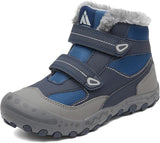 Mishansha Boys Girls Snow Hiking Boots Kids Winter Outdoor Shoes Warm-Lined Cold Weather Boots, Double Hook-and-Loop Closure, Water-Resistant, for Toddler/Little Kid/Big Kid