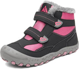 Mishansha Boys Girls Snow Hiking Boots Kids Winter Outdoor Shoes Warm-Lined Cold Weather Boots, Double Hook-and-Loop Closure, Water-Resistant, for Toddler/Little Kid/Big Kid