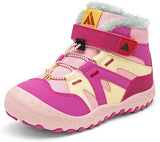 Mishansha Kids Hiking Boots Boys Girls Winter Snow Boots for Cold Weather Warm Plush Lined High Top Outdoor Ankle Boots Waterproof Hook and Loop Strap, Quick Lace, TPR Traction Sole Walking Camping
