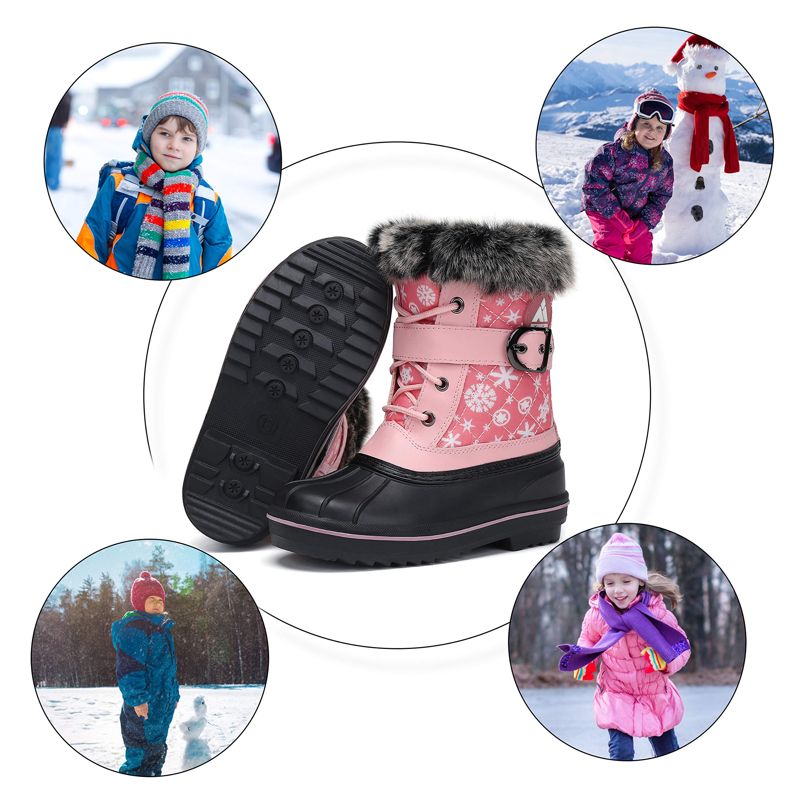 Boys Girls Winter Snow Boots Warm Anti-Slip Waterproof Kids Cold Weather Shoes
