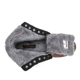 MISHANSHA Men Leather Warm and Non-Slip Outdoor Cotton Shoes F56